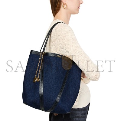 CHLOÉ SPIN TOTE BAG IN DENIM CH25AS811P98408 (30*27*14cm)